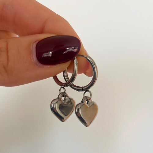 Heart Huggie Hoops