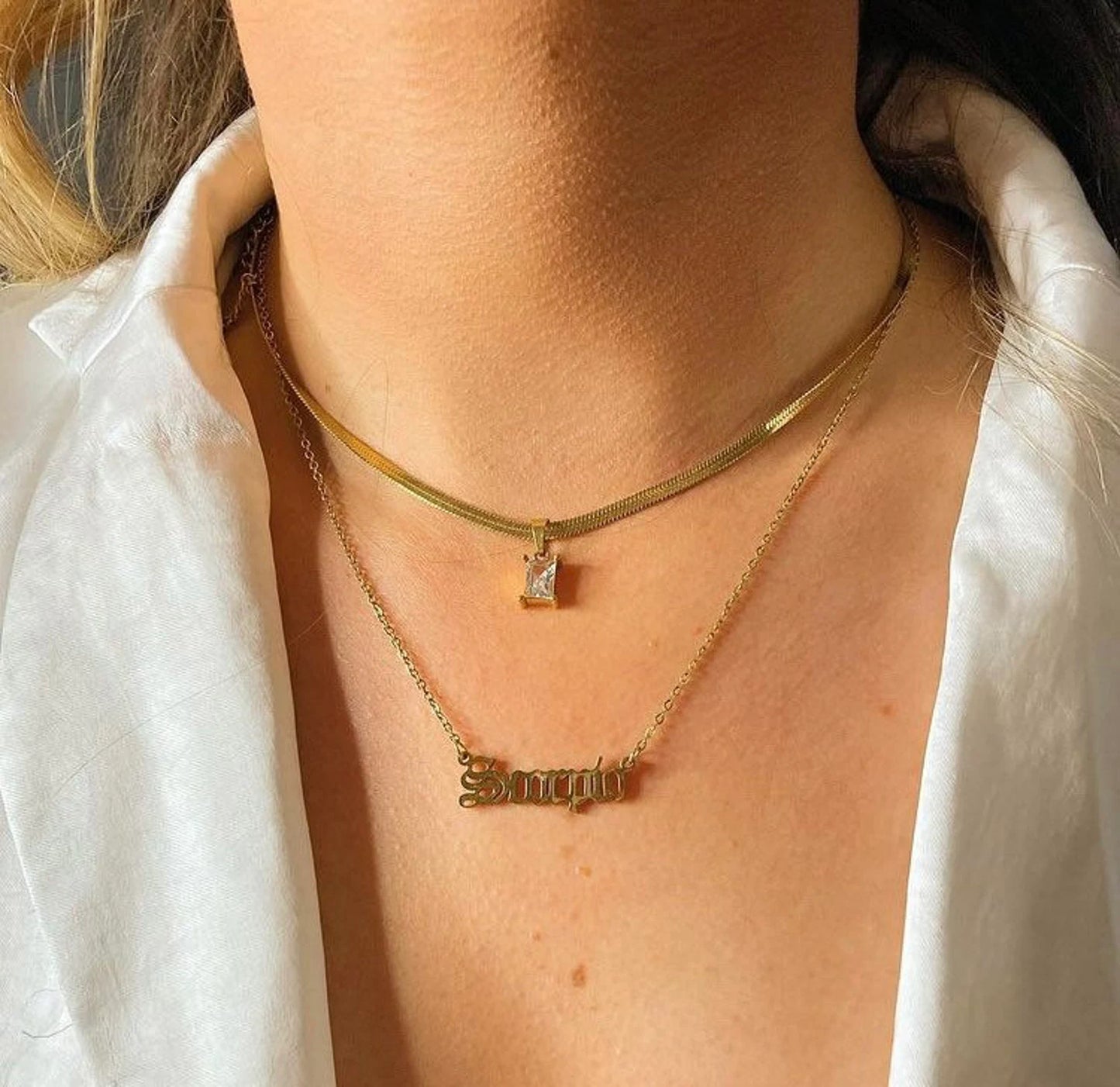 Emerald Snake Chain Necklace