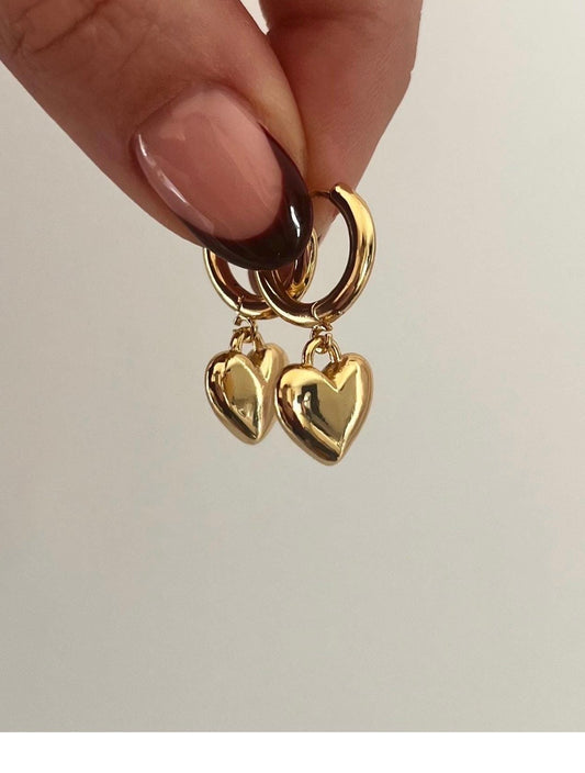 Heart Huggie Hoops