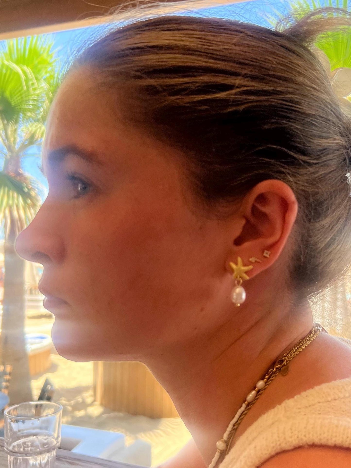 Starfish & Pearl Stud Earrings