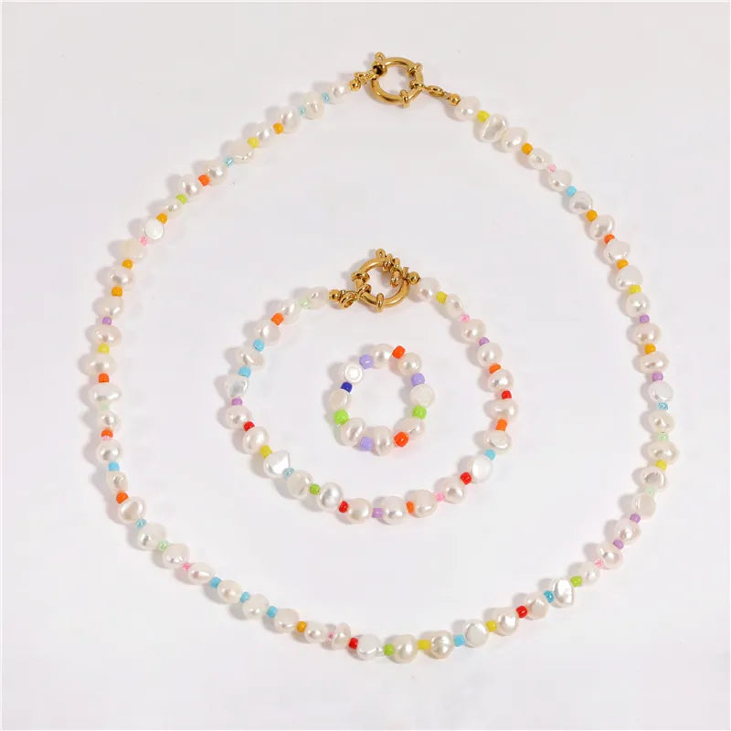 Ava Freshwater Pearl Necklace & Bracelet Jewellery Set