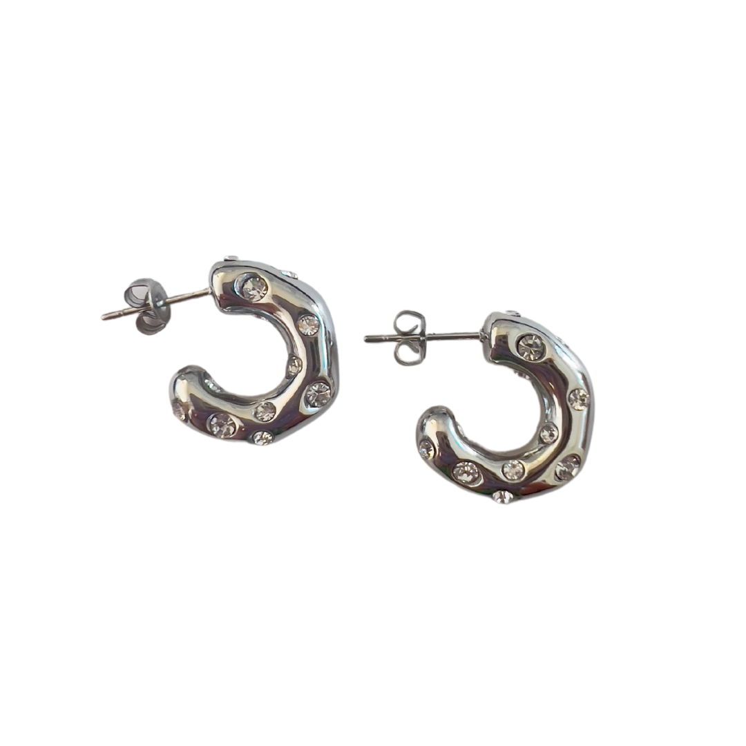 Zirconia Silver Hoops