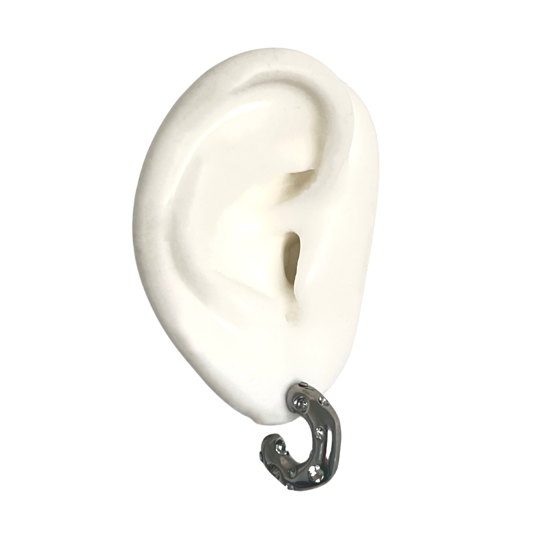 Zirconia Silver Hoops