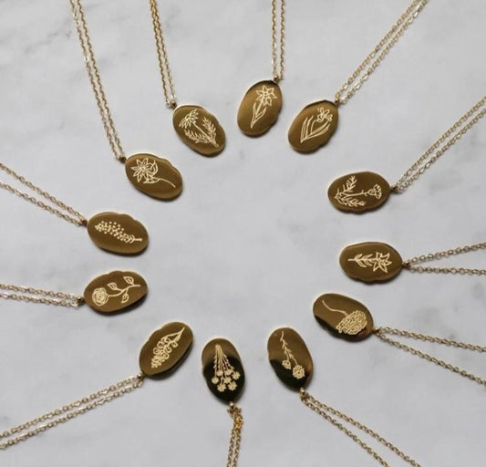 Gold Birth Flower Necklace