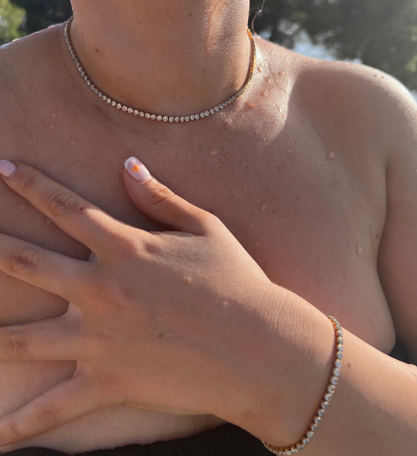 Cubic Zirconia Tennis Necklace and bracelet Jewellery Set