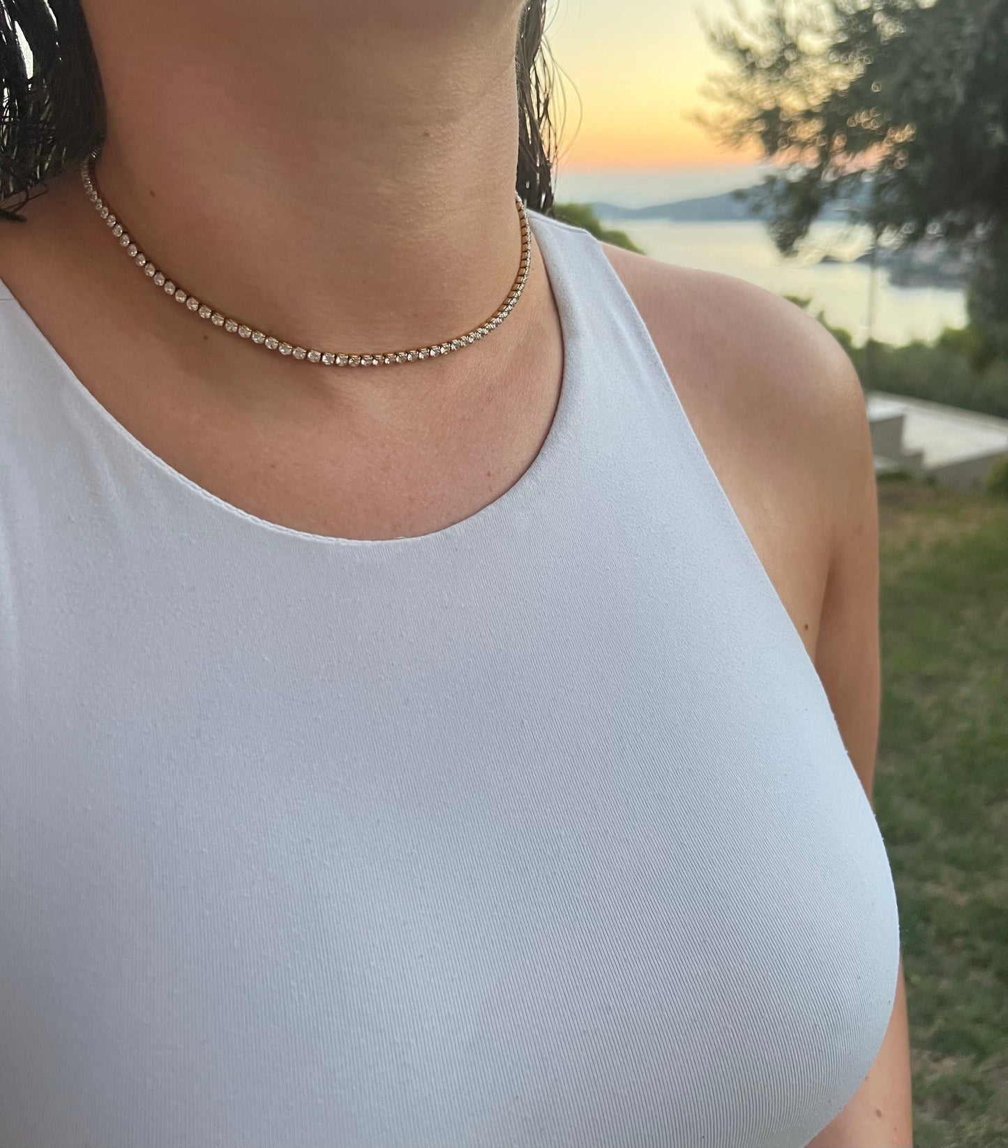 Cubic Zirconia Tennis Necklace and bracelet Jewellery Set