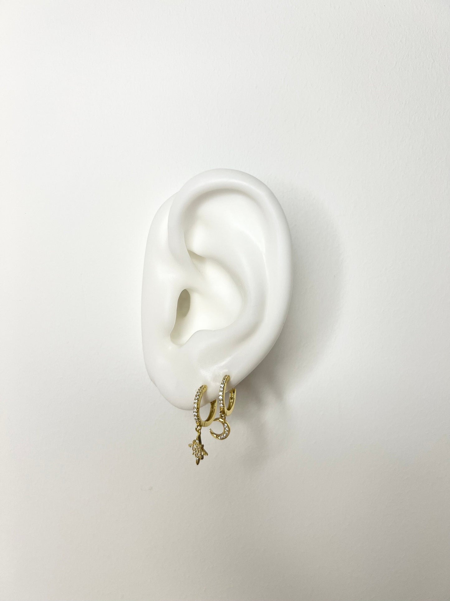 Star & Moon Huggie Hoops